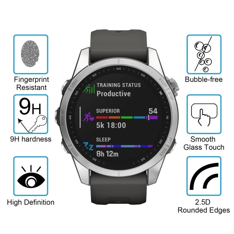 Skærmbeskytter i hærdet glas til Garmin Fenix 7S
