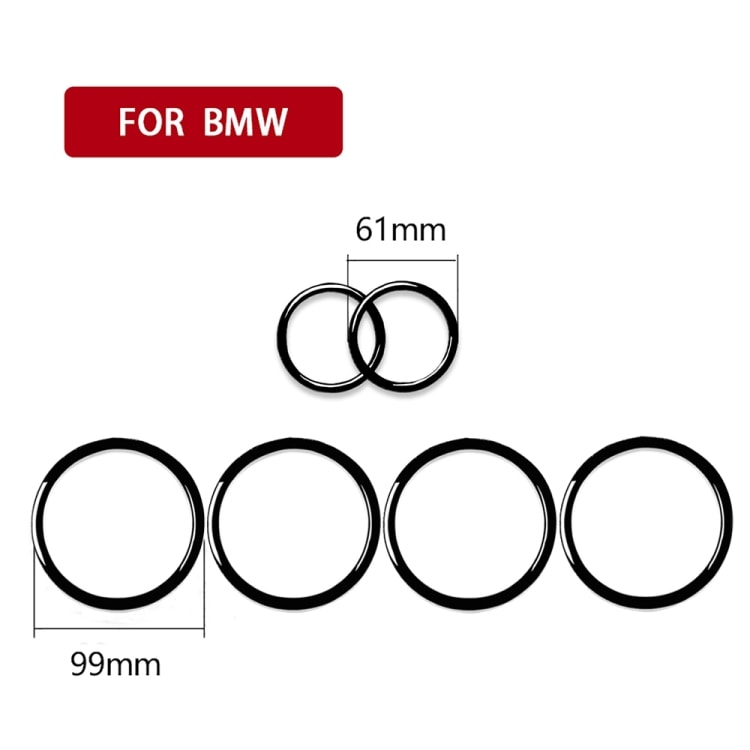 Dekorative ringe til dørhøjttalere BMW X5 E70 2008-2013 / X6 E71 2009-2014 6-pak Sort