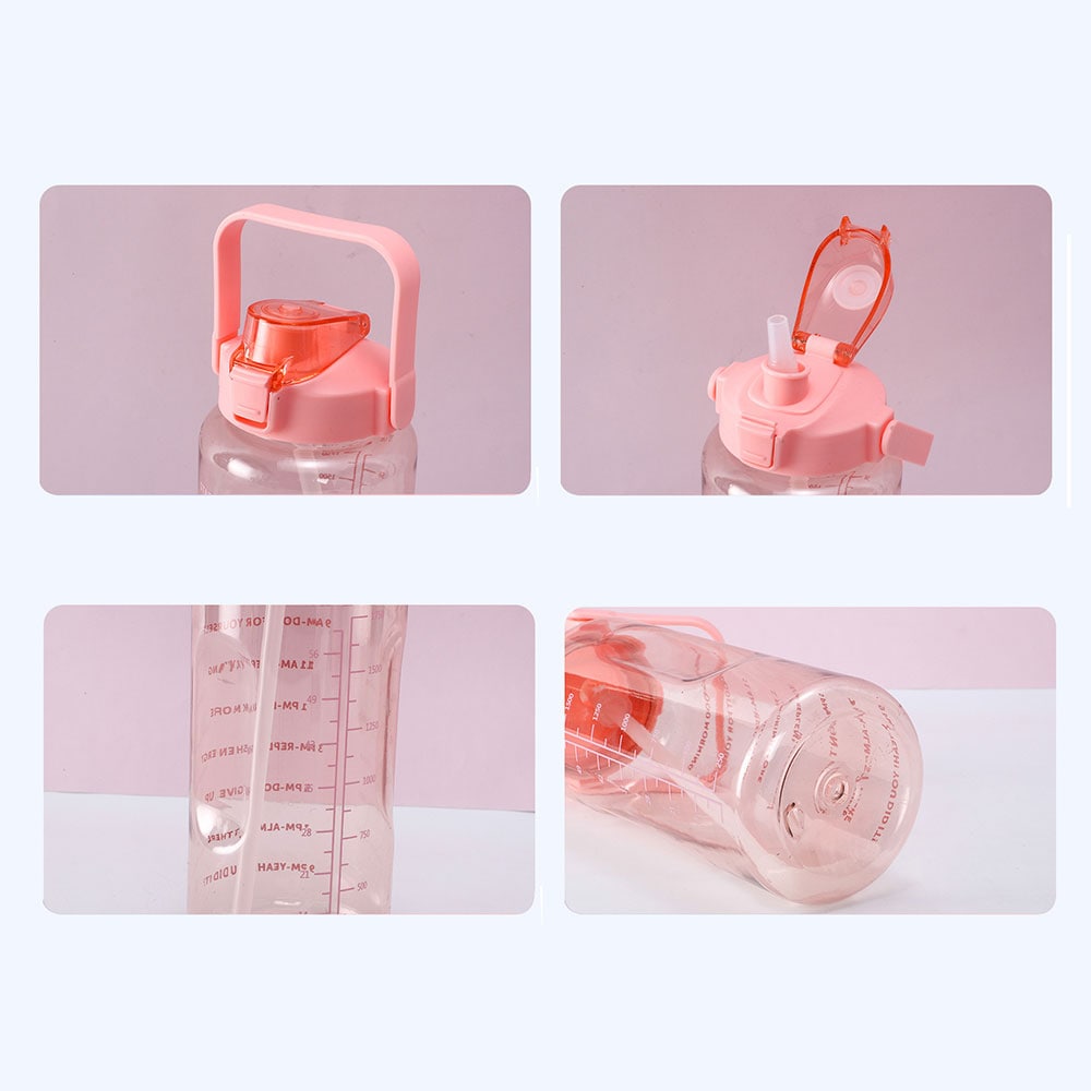 2 L vandflaske med dagsskema - rosa