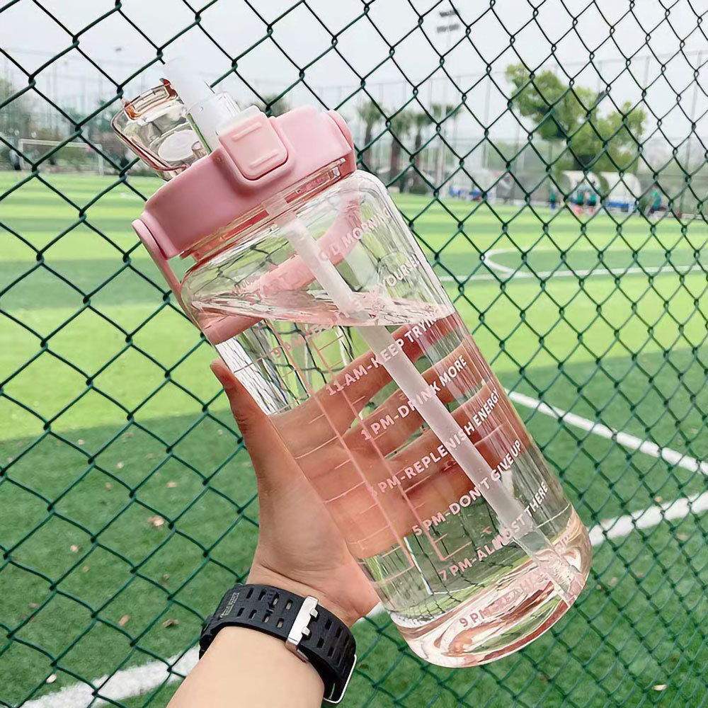 2 L vandflaske med dagsskema - rosa
