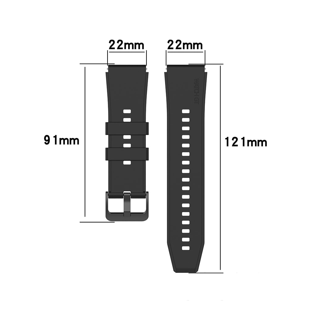 Silikonerem 22 mm til Huawei Watch GT3 Pro 46 mm - Sort