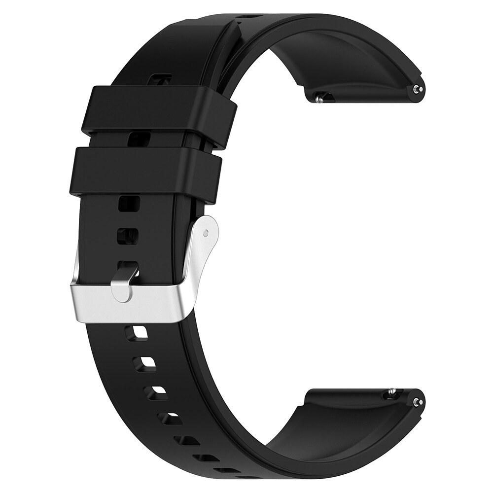 Silikonerem 20 mm til Huawei Watch GT3 Pro 43 mm - Sort/Sølvfarvet