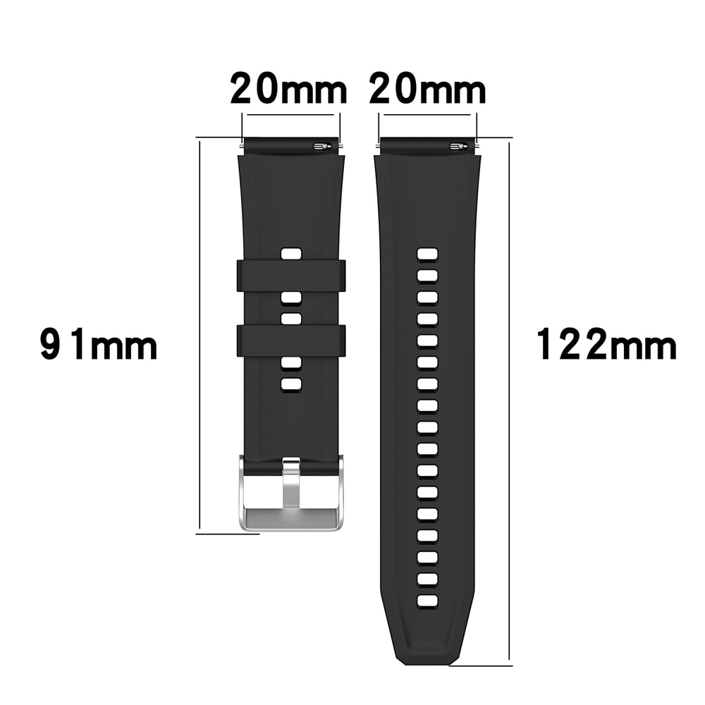 Silikonerem 20 mm til Huawei Watch GT3 Pro 43 mm - Hvid/Sølvfarvet