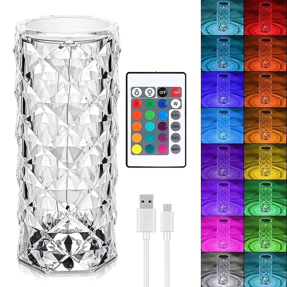 Bordlampe Diamant med touch og RGB-farver