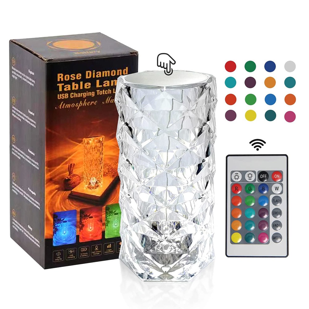Bordlampe Diamant med touch og RGB-farver