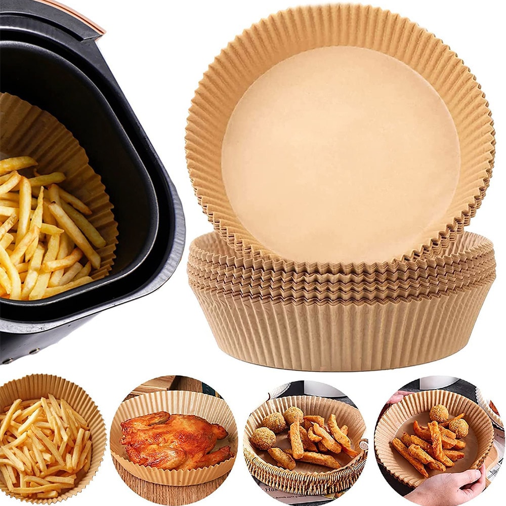 Rundt bagepapir til Airfryer 20x4,5cm - 100-pak