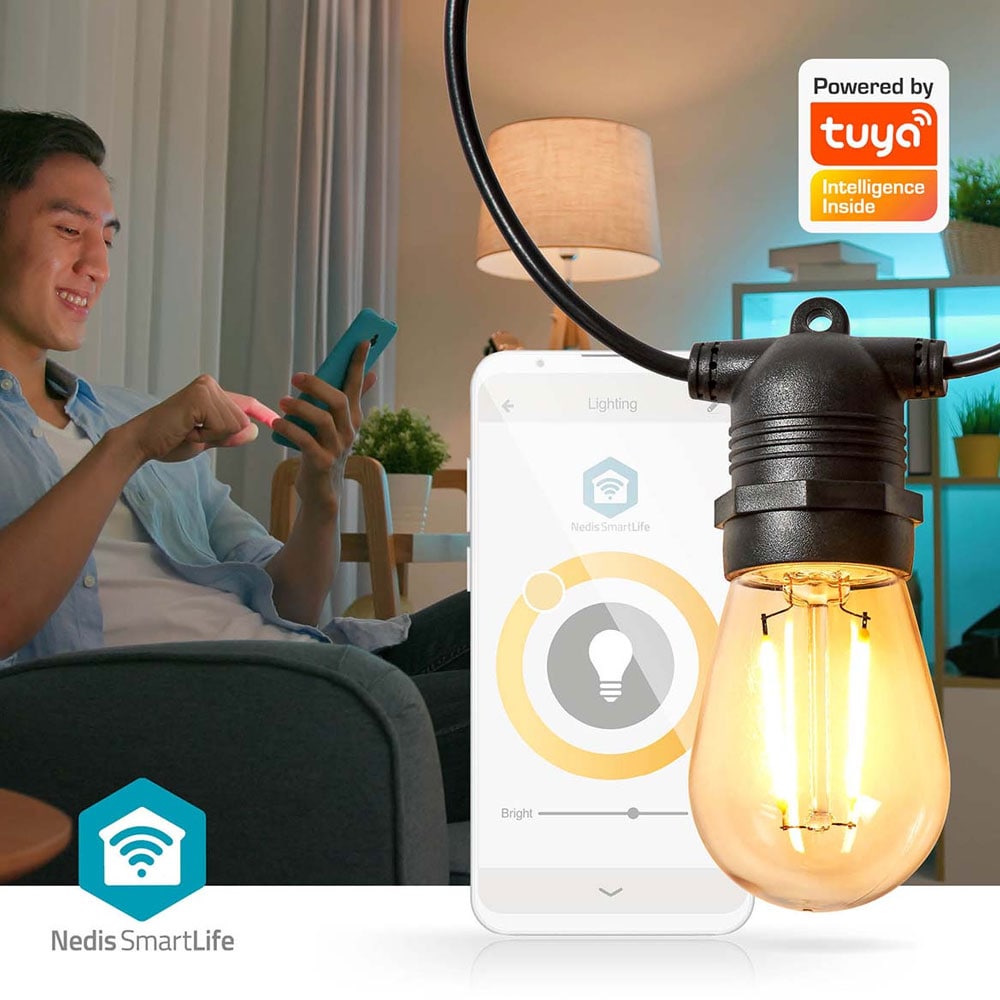 Nedis SmartLife lyskæde med 10 LED-lys - Wi-Fi, 9m, varm hvid