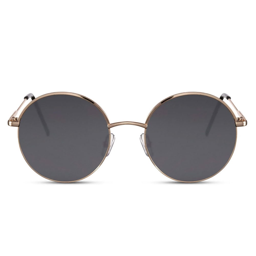 Eco runde Solbriller - Guldfarvede med sorte glas