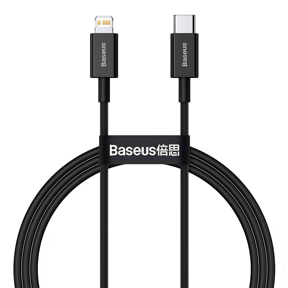 Baseus USB-C - Lightning 1,0 m 20W - svart