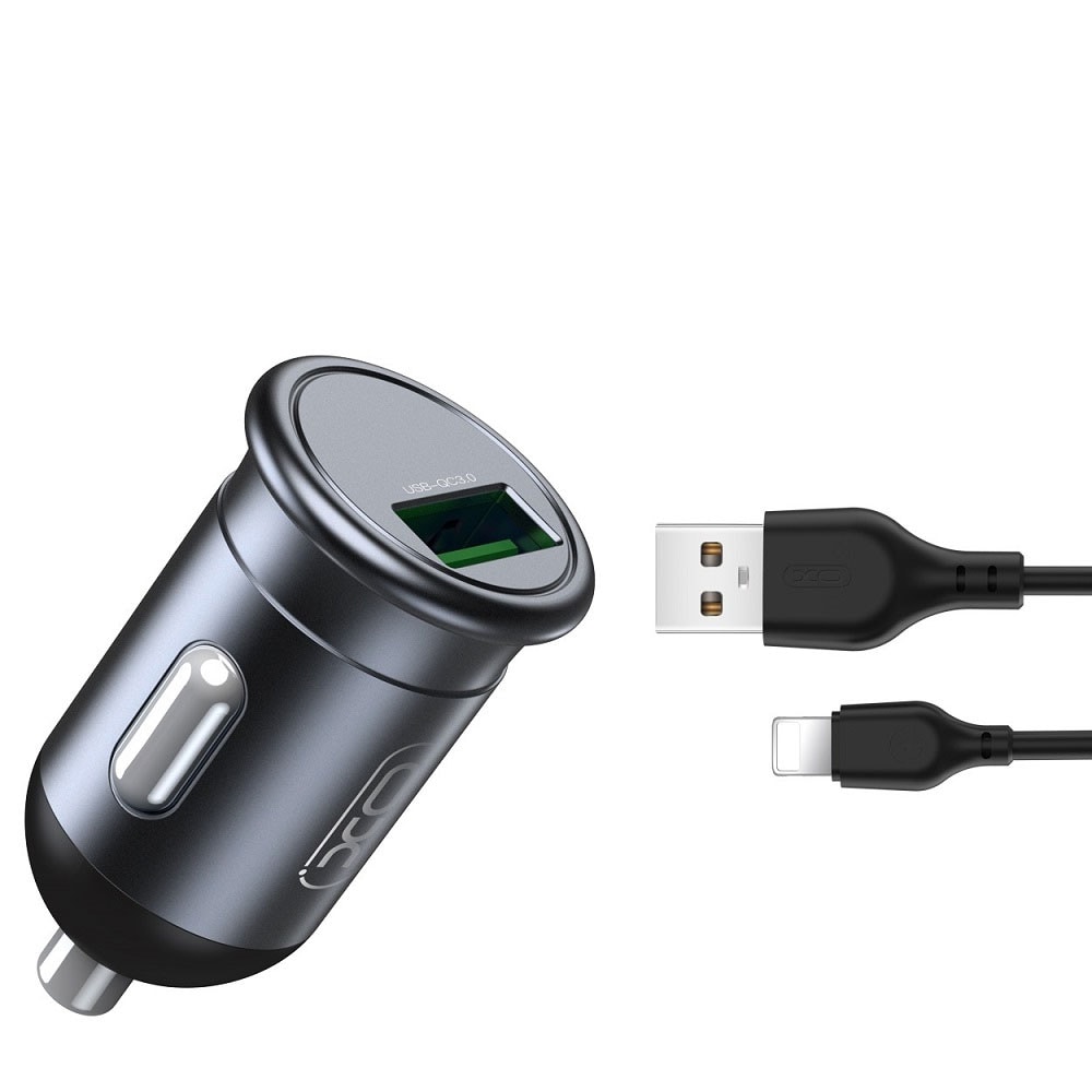 XO billader 18 W 1x USB & Lightning-kabel - grå