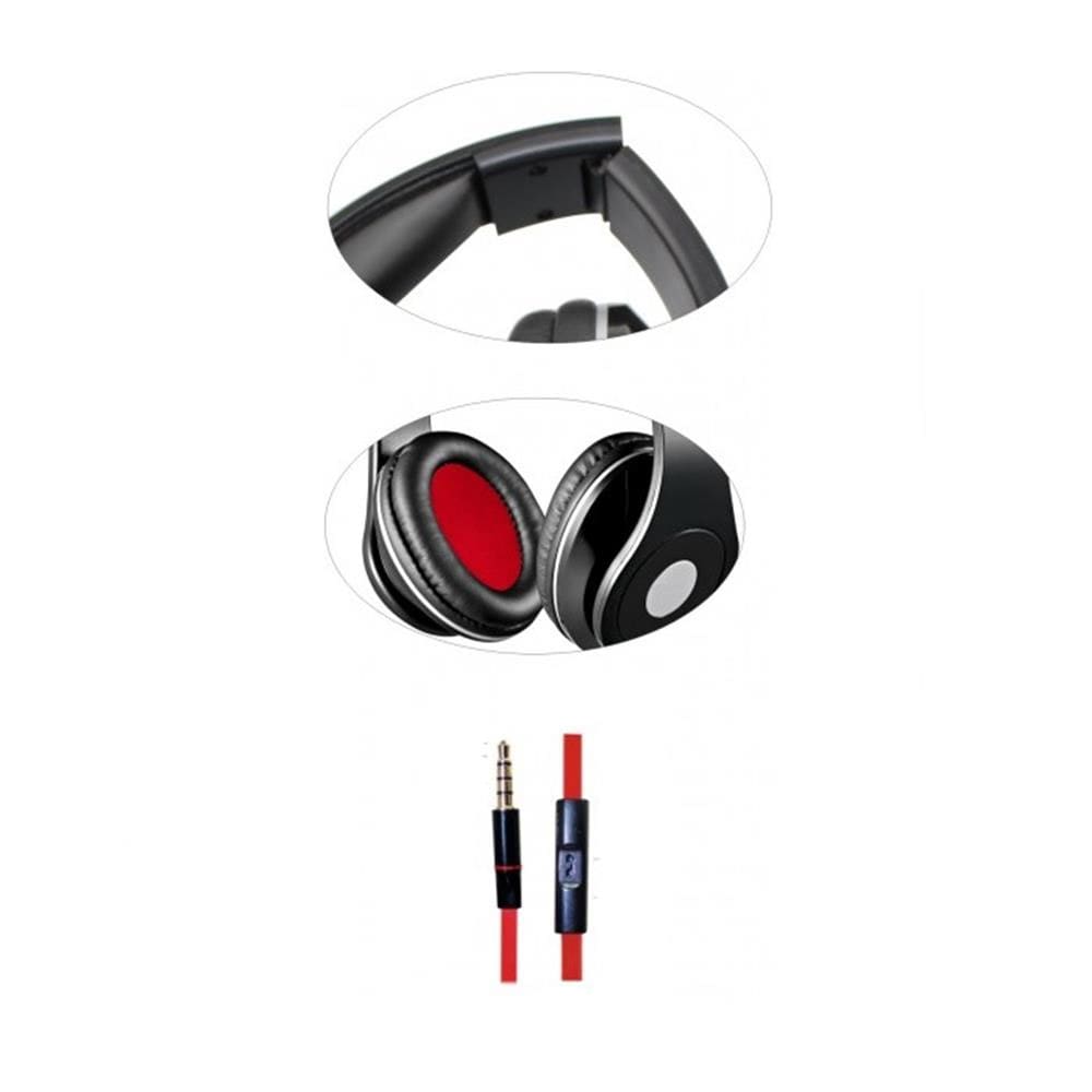 Rebeltec over-ear hovedtelefoner med AUX - rød