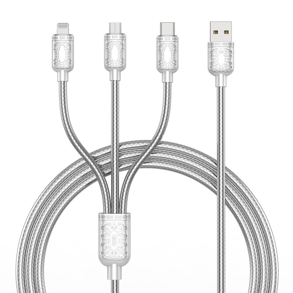 XO 3-i-1 ladekabel - USB-C / MicroUSB / Lightning