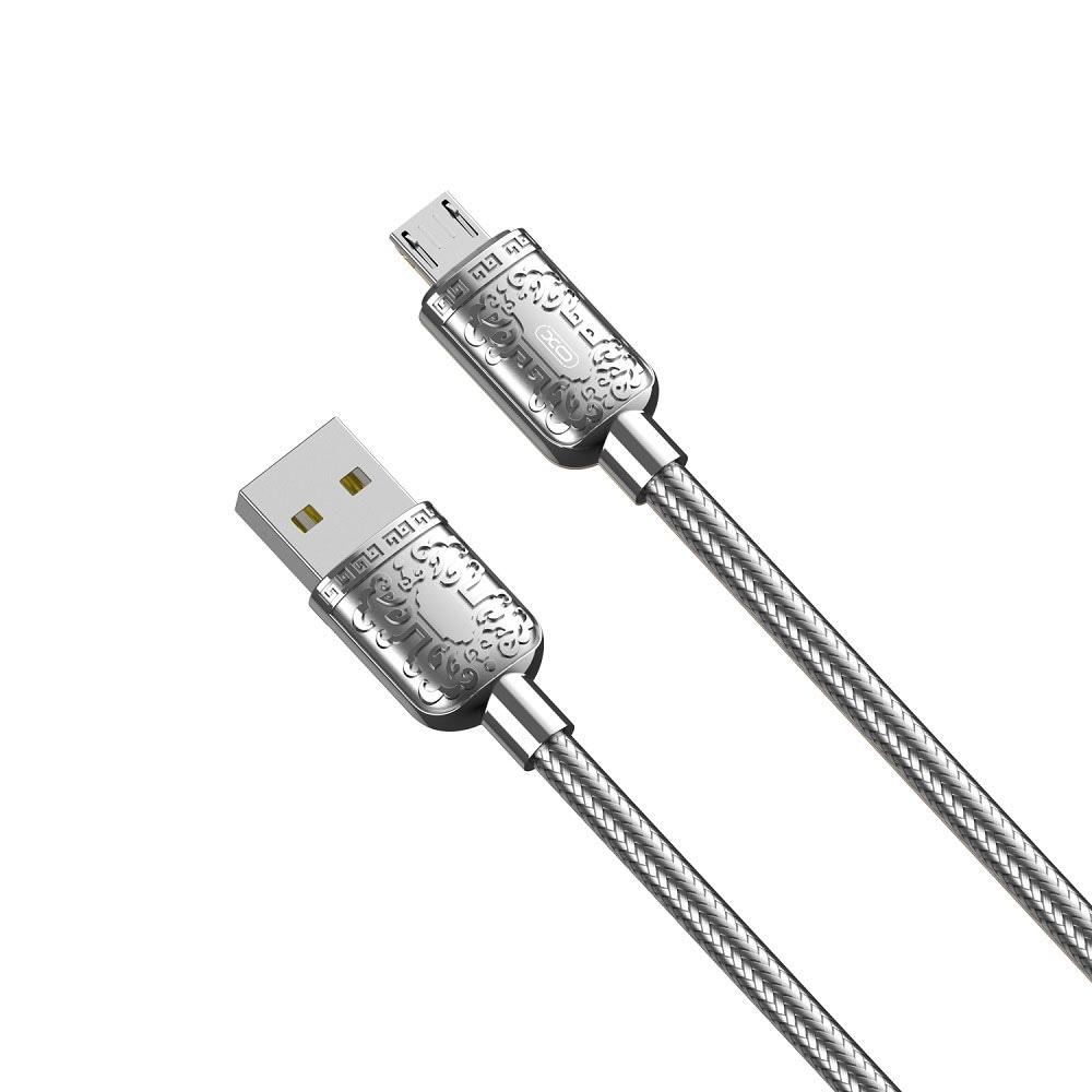 XO USB - MicroUSB 1,0 m 2,4 A - sølvfarvet