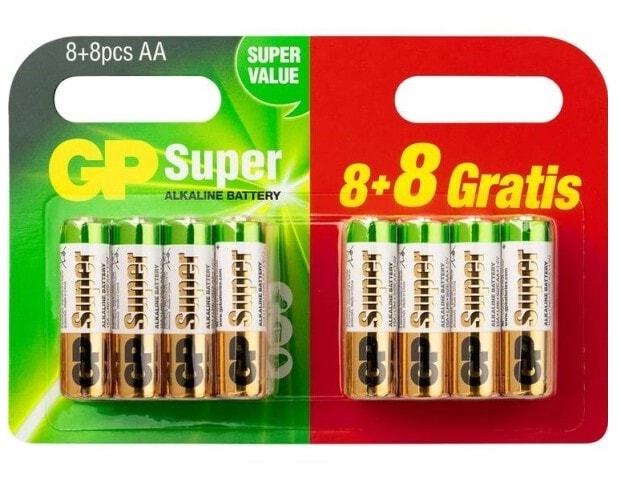 GP Super Alkaline AAA batterier 8-Pack + Bonus 8-Pack