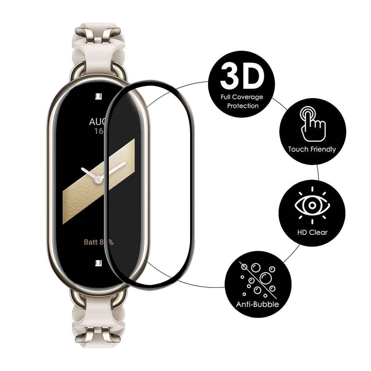 Skærmbeskytter 3D til Xiaomi Band 8 - 2-pak