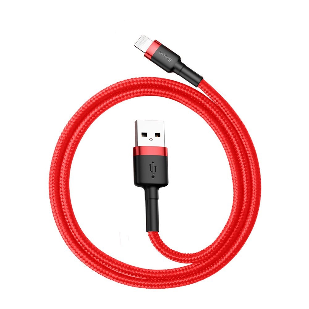 Baseus Cafule USB til Lightning-kabel 0,5m - Flettet Rødt