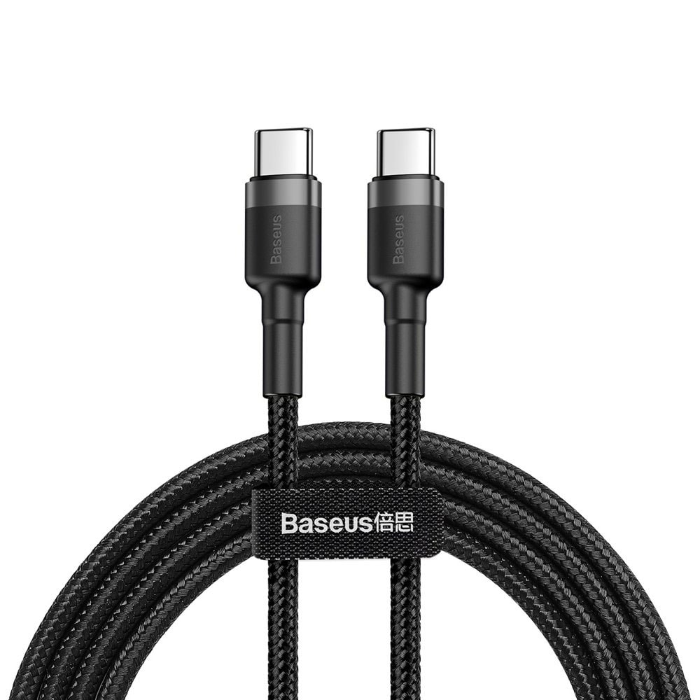 Baseus Cafule USB-C til USB-C-kabel 1 m - Flettet Sort/Grå