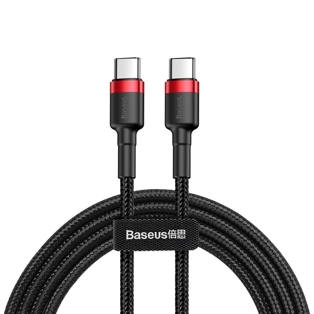 Baseus Cafule USB-C til USB-C-kabel 1m - Flettet Sort/Rød