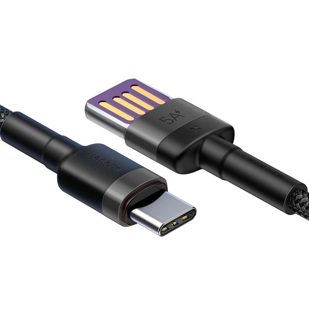 Baseus Cafule SuperCharge USB til USB-C-kabel 1 m - Flettet Sort