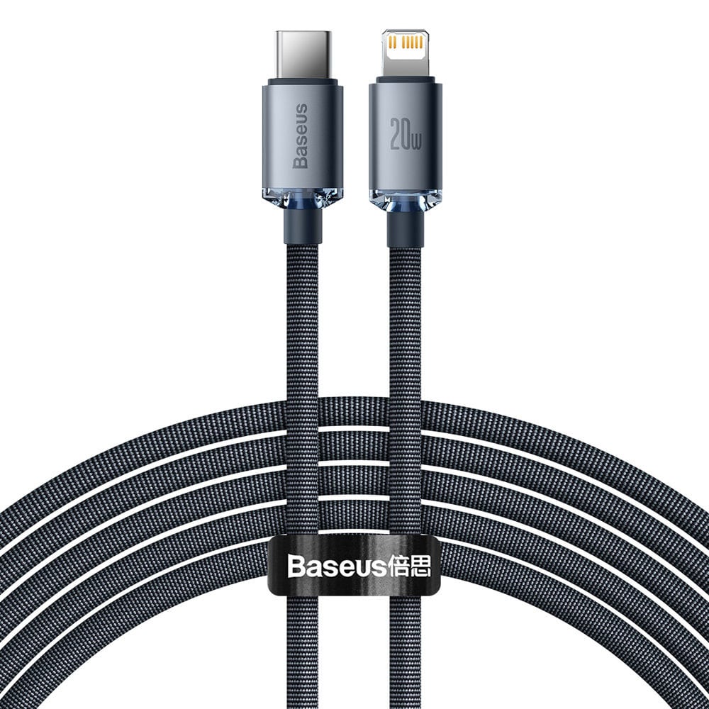 Baseus Crystal Shine USB-C til Lightning-kabel 20 W 2 m - Sort