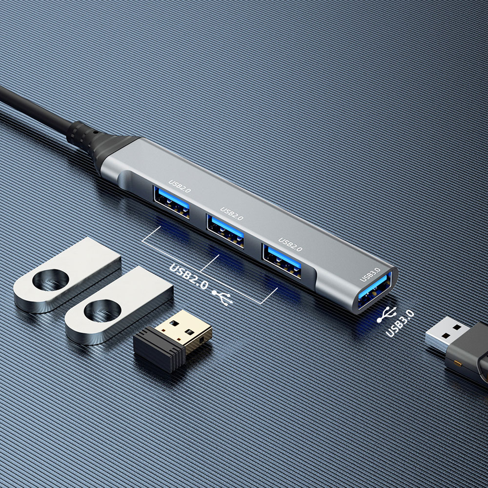 Dudao USB-Hubb 4in1 USB-A til 4x USB-A (3 x USB2.0 / USB3.0)