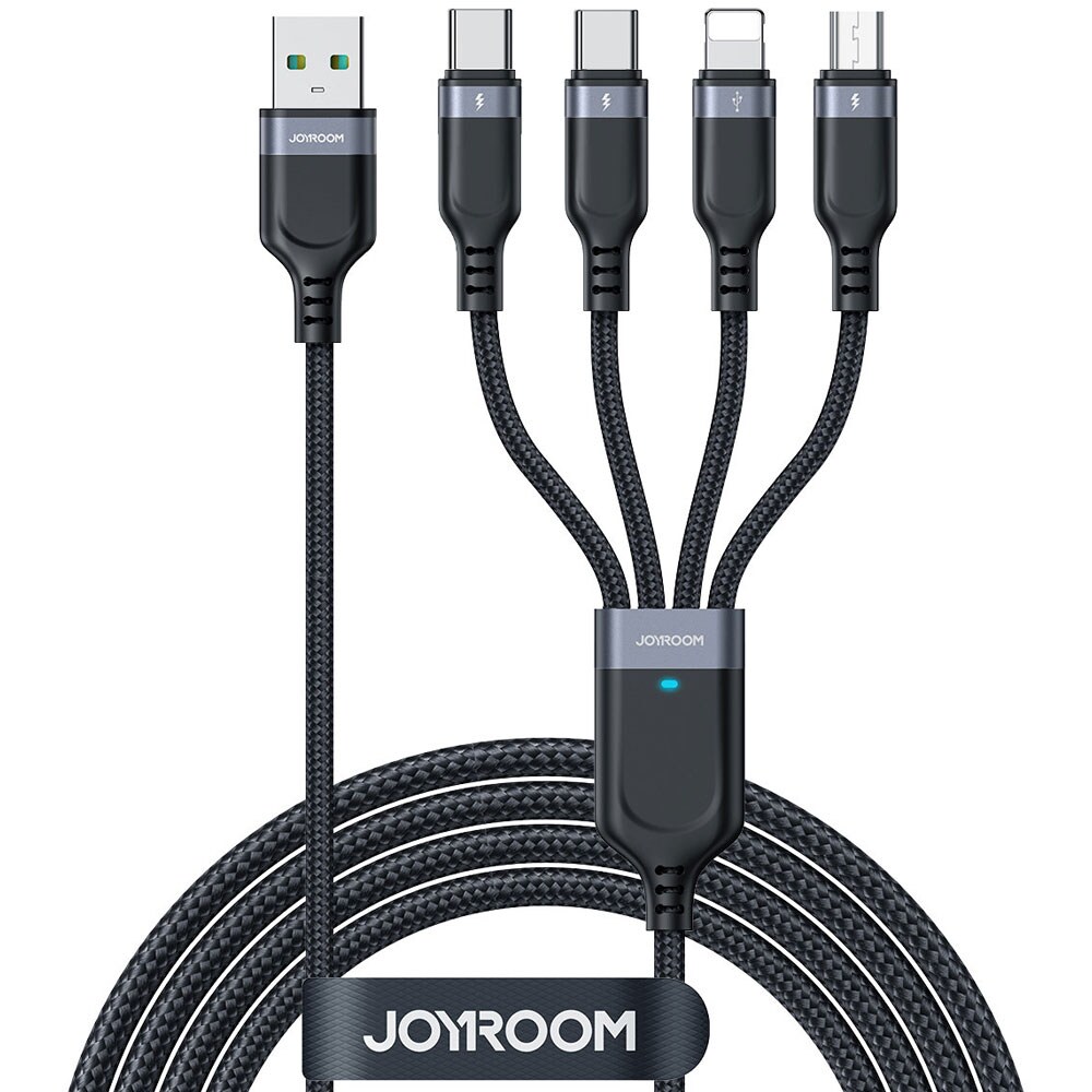 Joyroom 4-i-1 USB-kabel USB-A til 2xUSB-C, 1xLightning & 1xMicroUSB