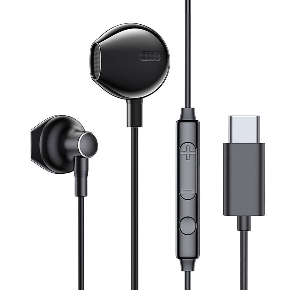 Joyroom In-Ear Headset med USB-C stik, mikrofon og fjernbetjening - Sort