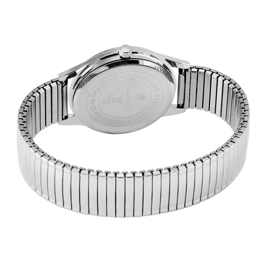 Classique herrklocka med elastiskt armband i rostfritt stål - silver