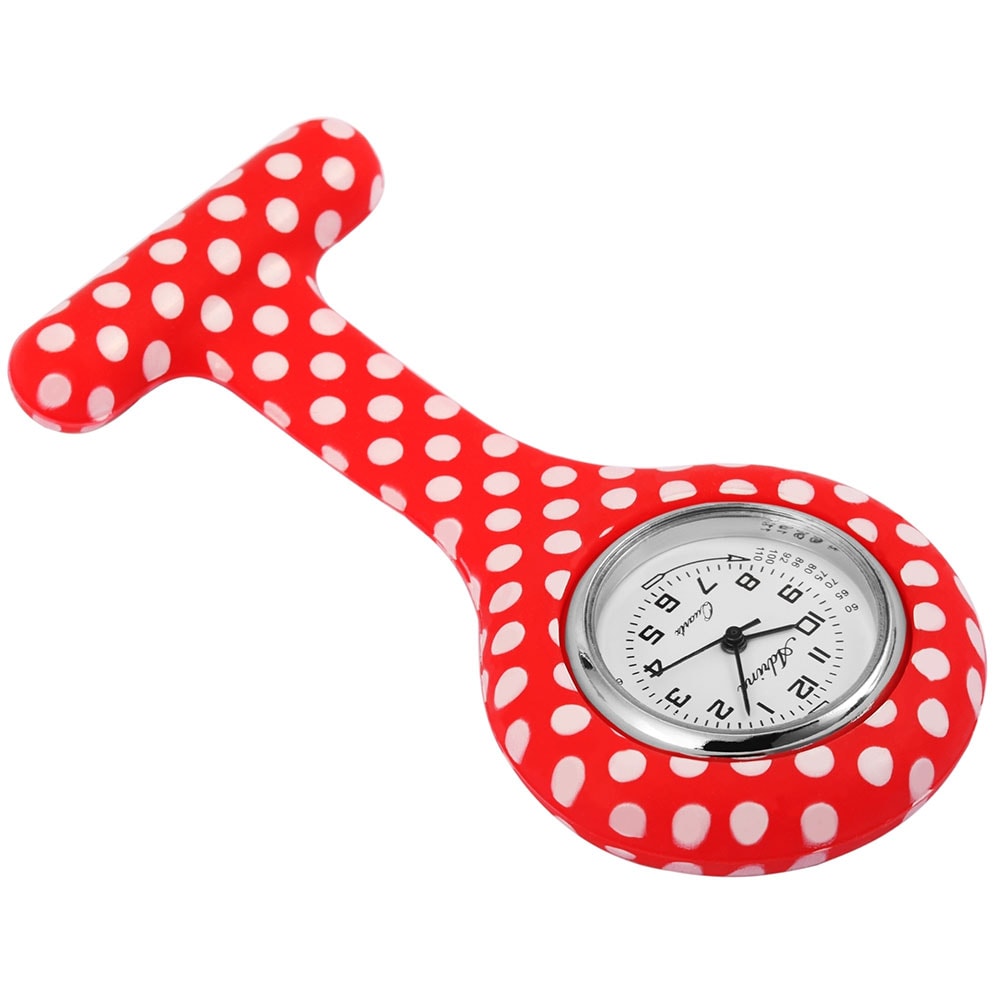 Adrina silikone sygeplejerske ur - Rød/Hvid plettet
