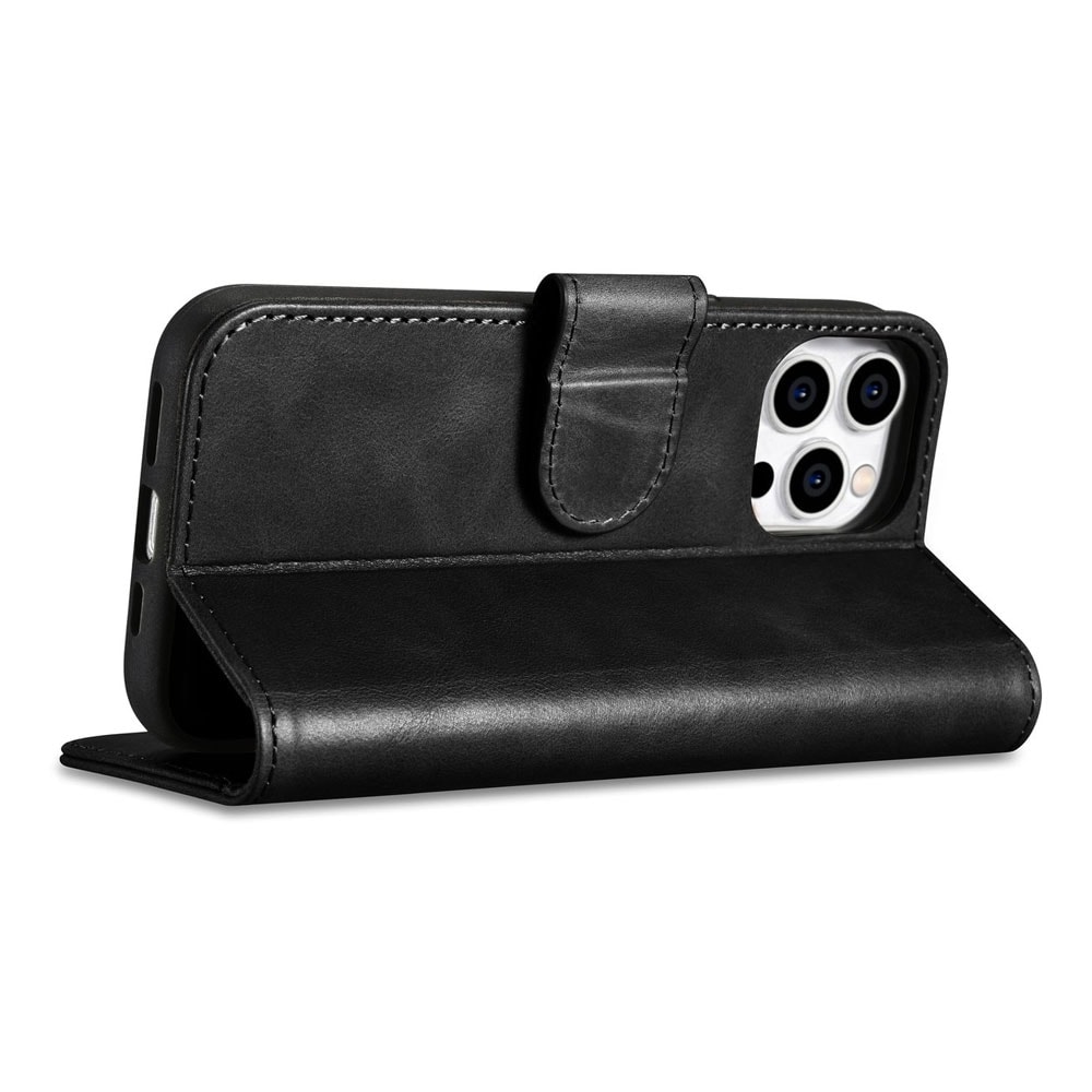 iCarer Lædercover med RFID-beskyttelse til iPhone 14 Pro Max - Sort