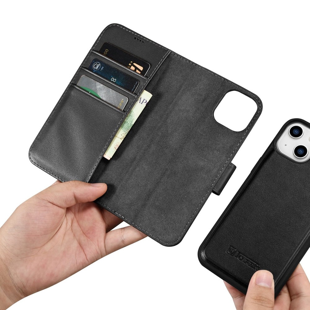 iCarer Lædertaske med RFID-beskyttelse til iPhone 14 - Sort
