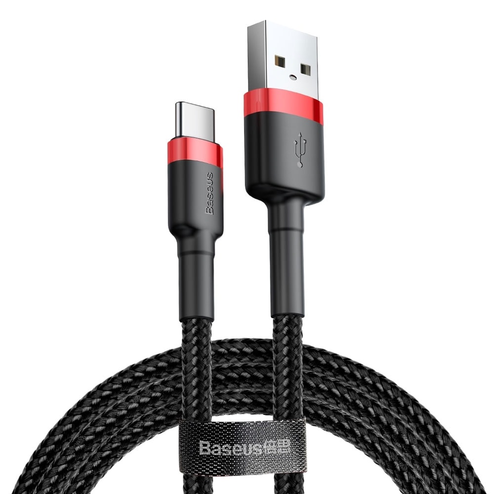 Baseus Cafule flettet USB-kabel USB til USB-C QC3.0 3A 1m - Sort/Rød