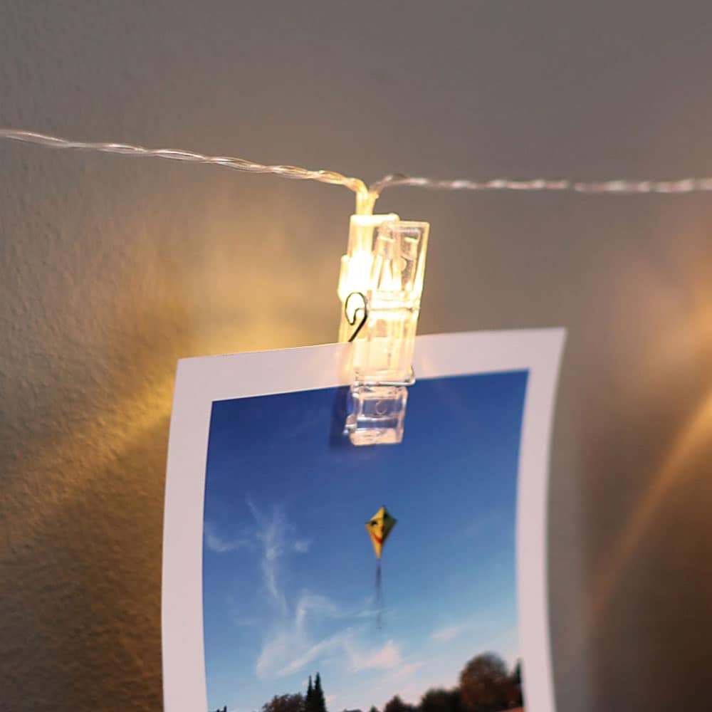 LED lyskæde med tøjklemmer til fotos