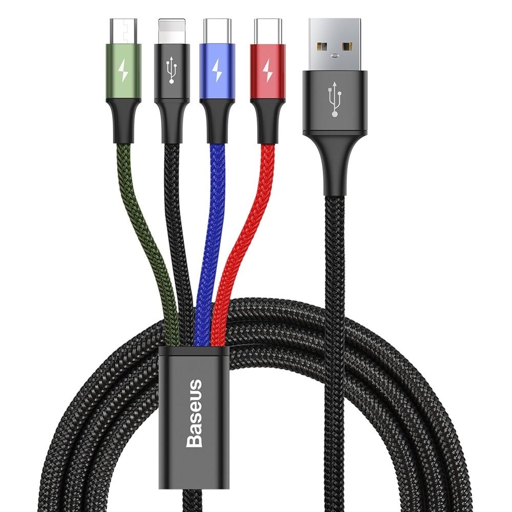 Baseus 4-i-1 USB-kabel til Lightning, 2x USB-C & microUSB 3,5A 1,2m
