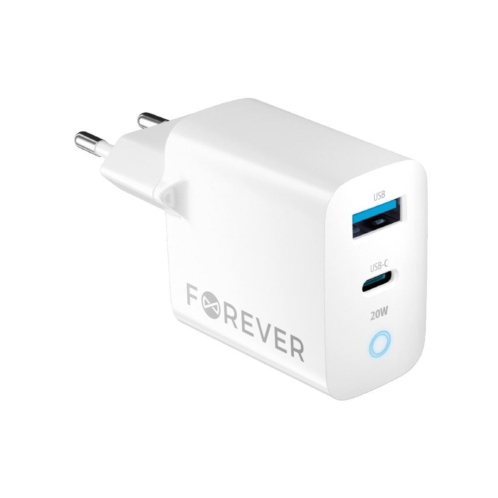 Forever USB Charger PD QC 1x USB-C 1x USB 20W