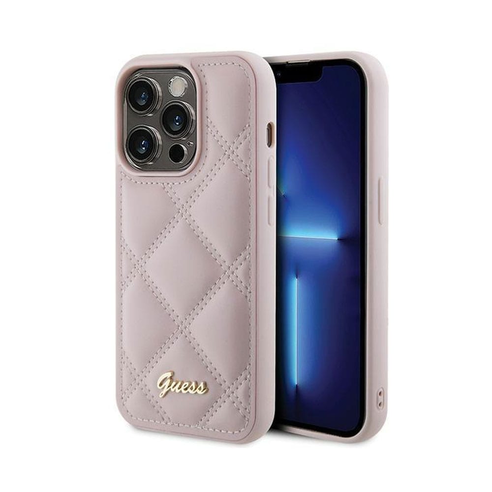 Guess Diamond Quiltet Cover til iPhone 15 Pro Max - Pink