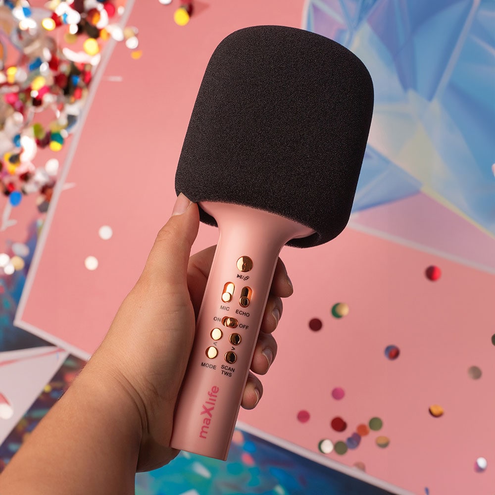 Maxlife Trådløs Karaoke Mikrofon med Højttaler - Pink
