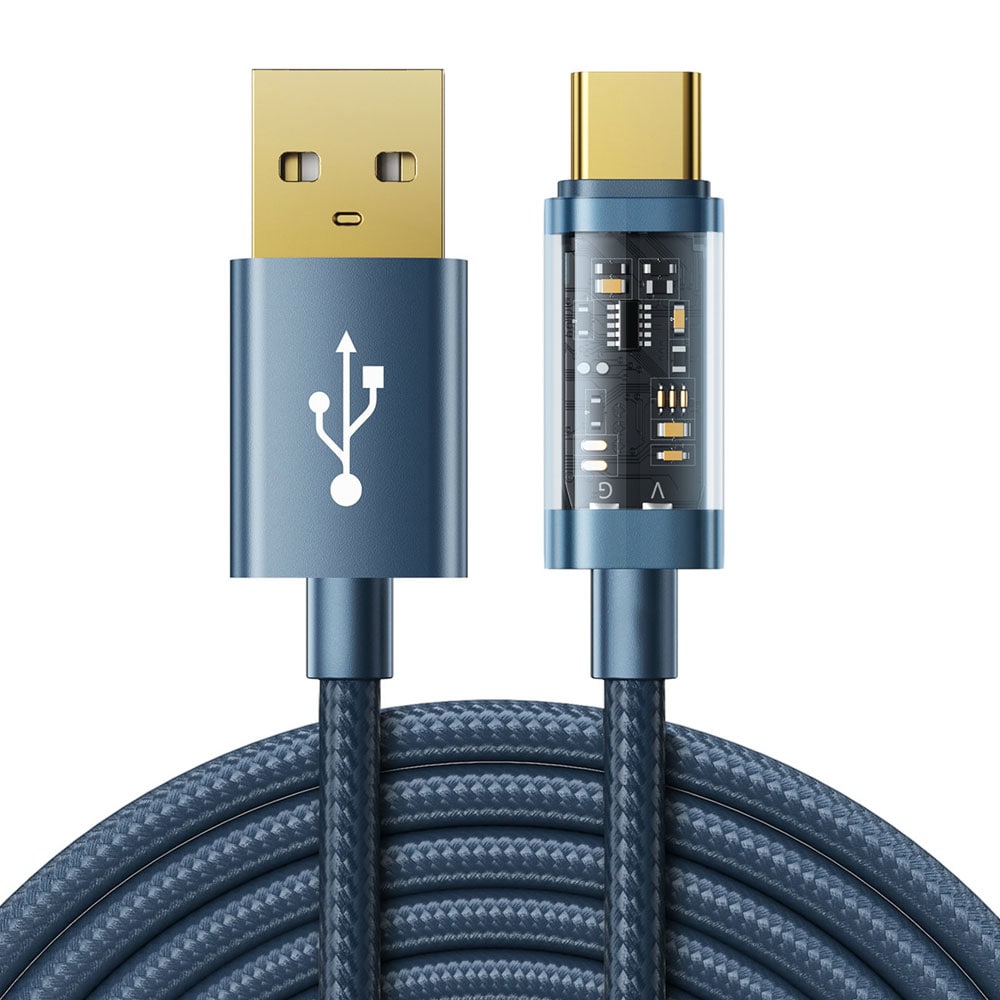 Joyroom Flettet USB-kabel USB til USB-C 3A 2m - Blå