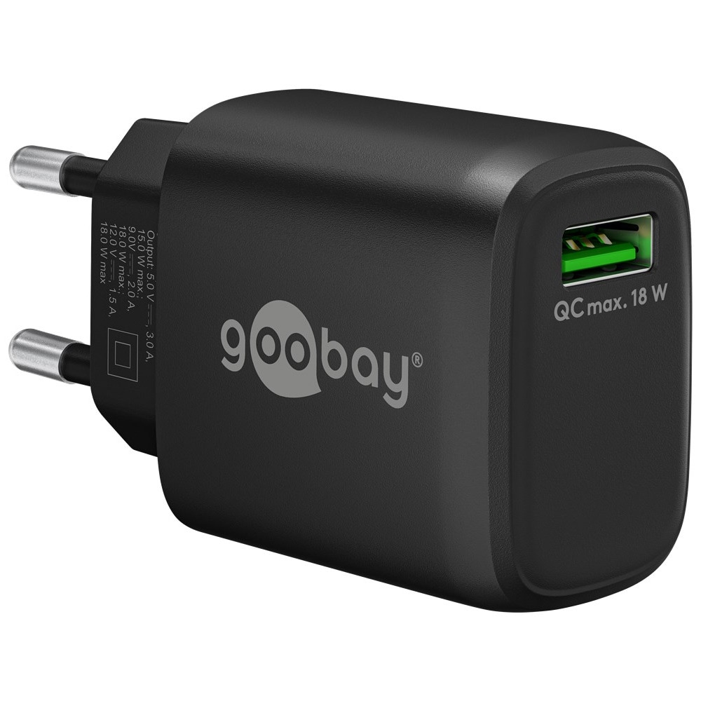 Goobay USB Quick Charger QC 3.0 18W - Sort