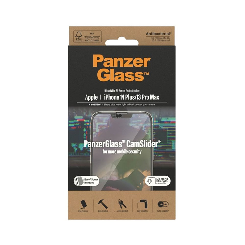 PanzerGlass CamSlider skærmbeskytter til iPhone 14 Plus / 13 Pro Max - Ultra-Wide Fit