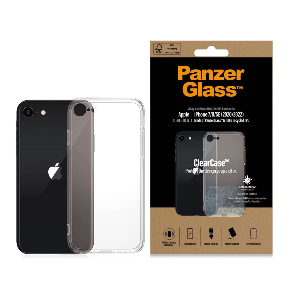 PanzerGlass ClearCase til iPhone SE (2020/2022) / 8/7 - Gennemsigtig