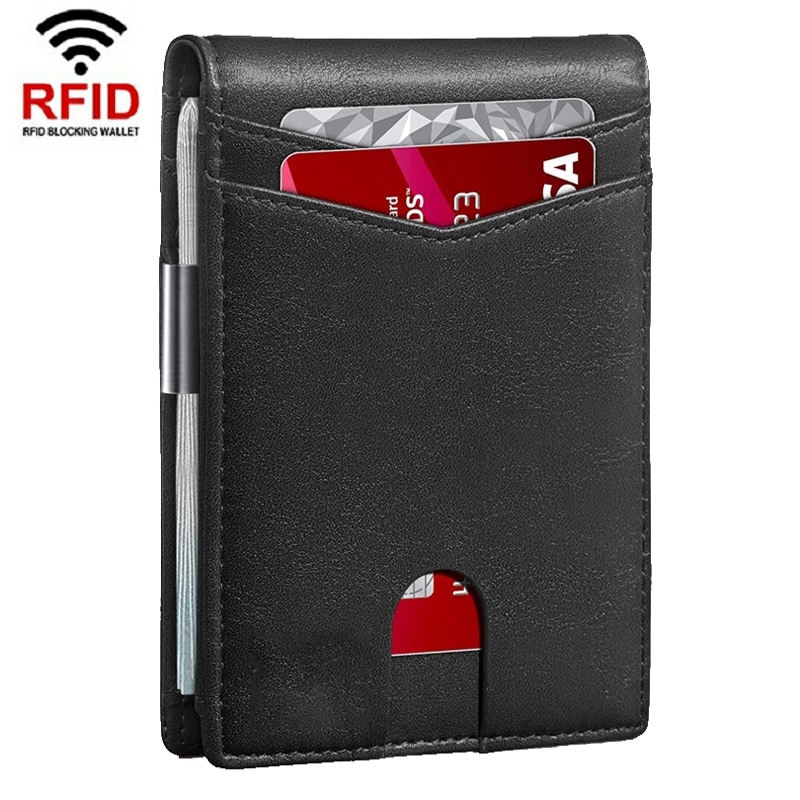 Læderpung med RFID-beskyttelse til kreditkort - Sort