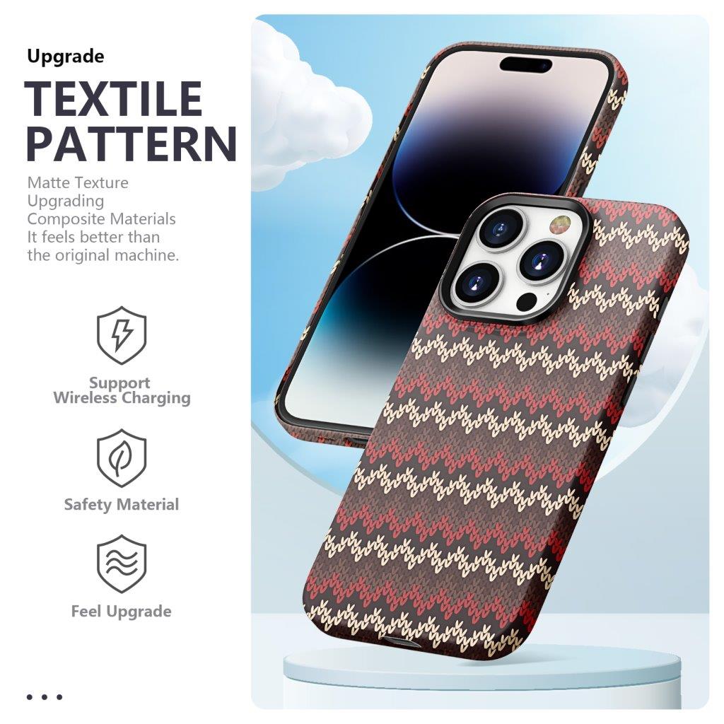 Tyndt Bagcover til iPhone 15 Pro Max Tekstil Design - Rød