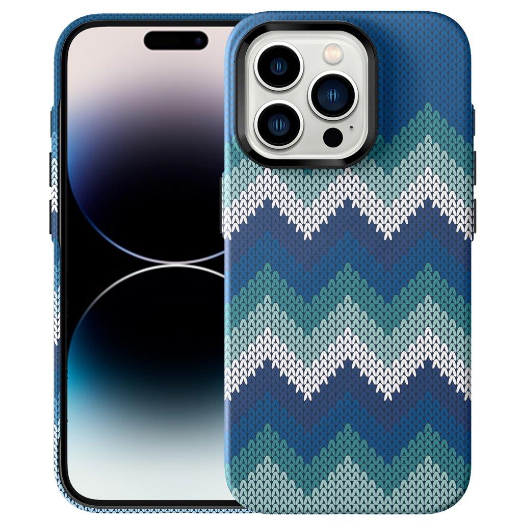 Tyndt Bagcover til iPhone 15 Pro Max Tekstil Design - Blå