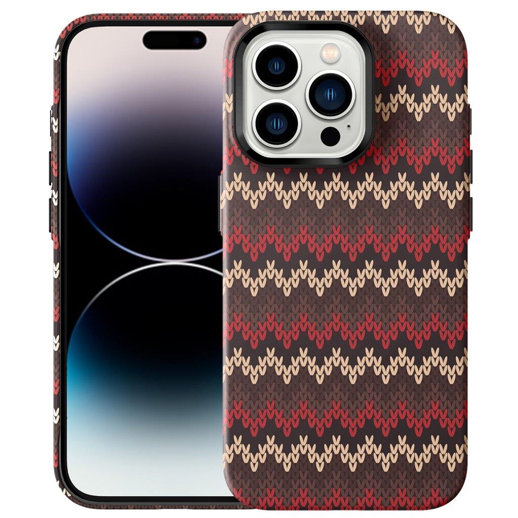 Tyndt bagcover til iPhone 14 Pro Max Tekstil Design - Rød