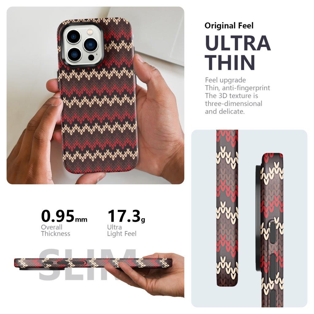 Tyndt Bagcover til iPhone 13 Pro Max Tekstil Design - Rød