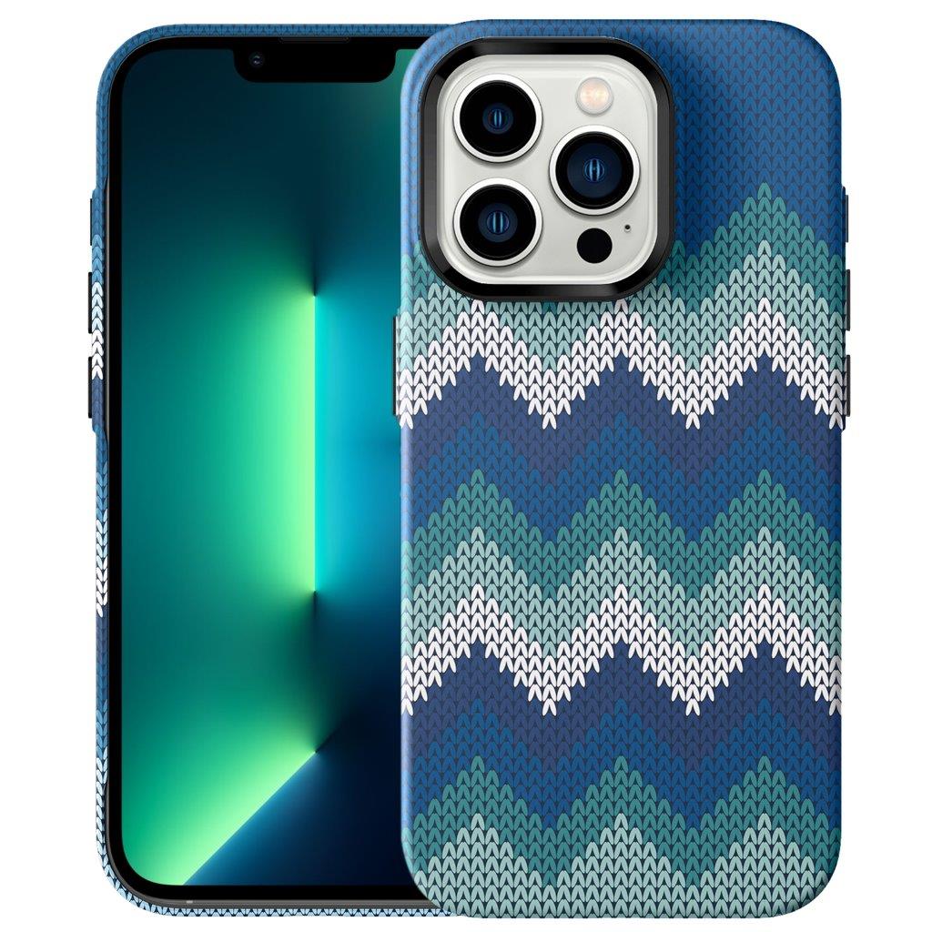 Tyndt Bagcover til iPhone 13 Pro Max Tekstil Design - Blå