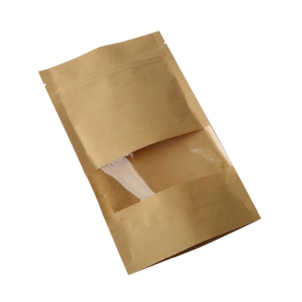 Papirposer med vindue og lynlås 50-pak