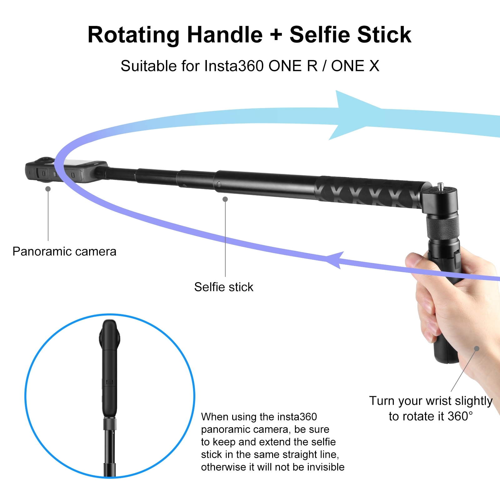 Selfie stick med stativ 110cm til Insta360 X3