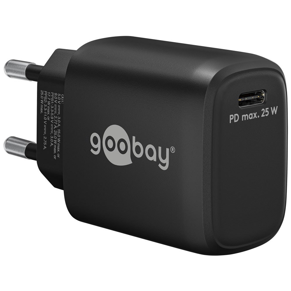 Goobay USB-C Oplader 25W Strømforsyning - Sort
